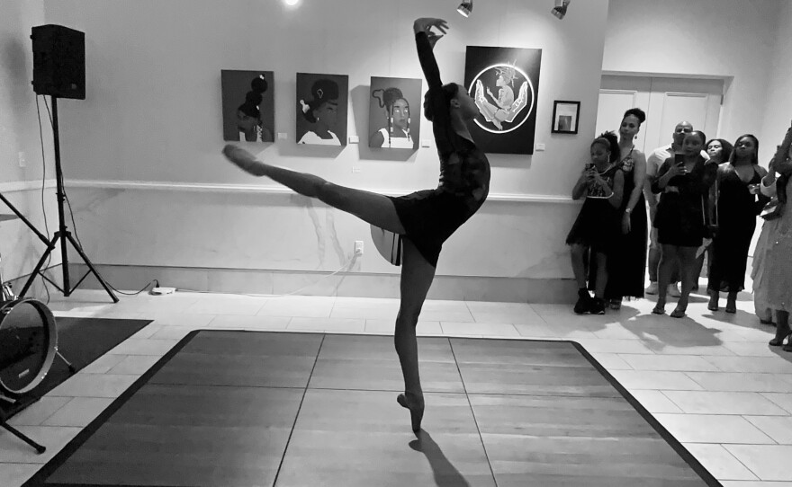 Solo classical ballet performance from 12-year-old phenom, Texas-based Morgan Ligon, at the Reframed art exhibit at the Riviera Beach Marina on March 1, 2024