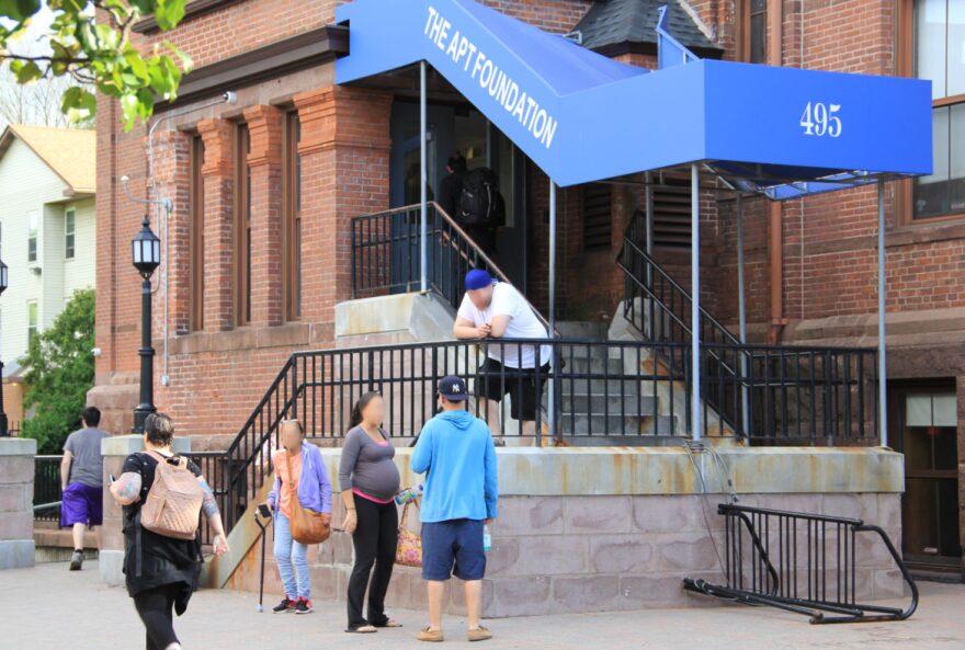 Outside the APT Foundation in New Haven.