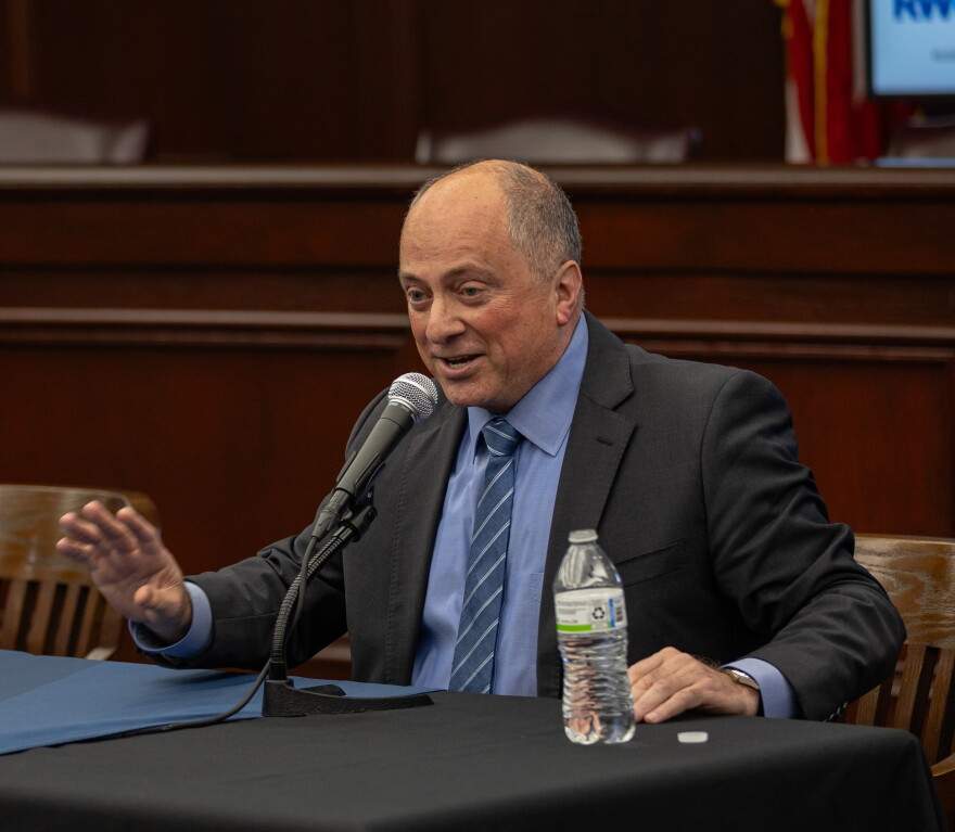 Independent candidate for governor Ken Block participates in a forum at Roger Williams University School of Law. Credit: Rose Wheeler/Ocean State Media