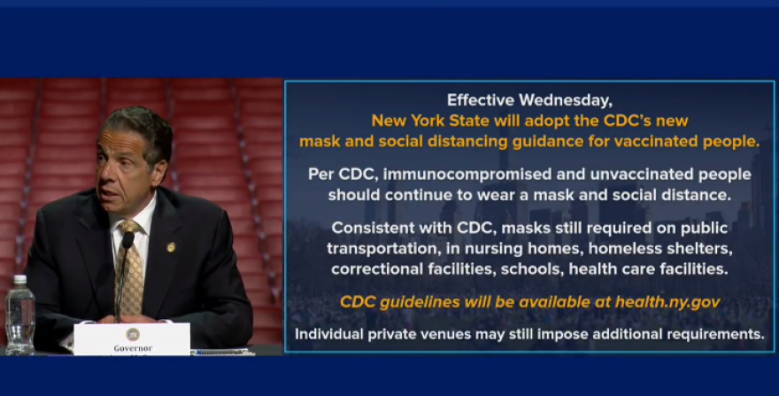 New York Gov. Andrew Cuomo announces mask rules will ease on Wednesday