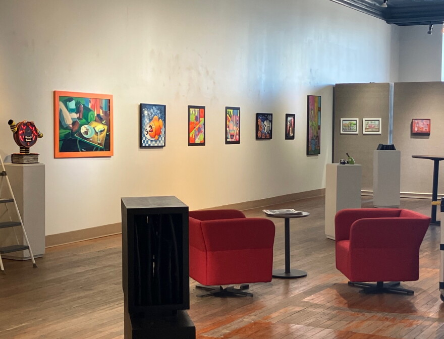 Some of the new artworks on display in the Quad City Arts gallery, 1715 2nd Ave., Rock Island.