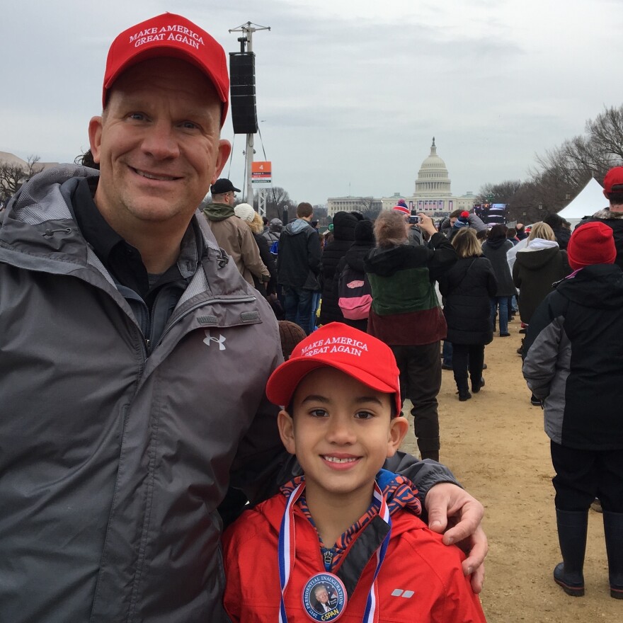 Thomas Eickes of Norfolk, Va., wanted his 8-year-old son Tommy to witness the "peaceful change of power" at Trump's inauguration.