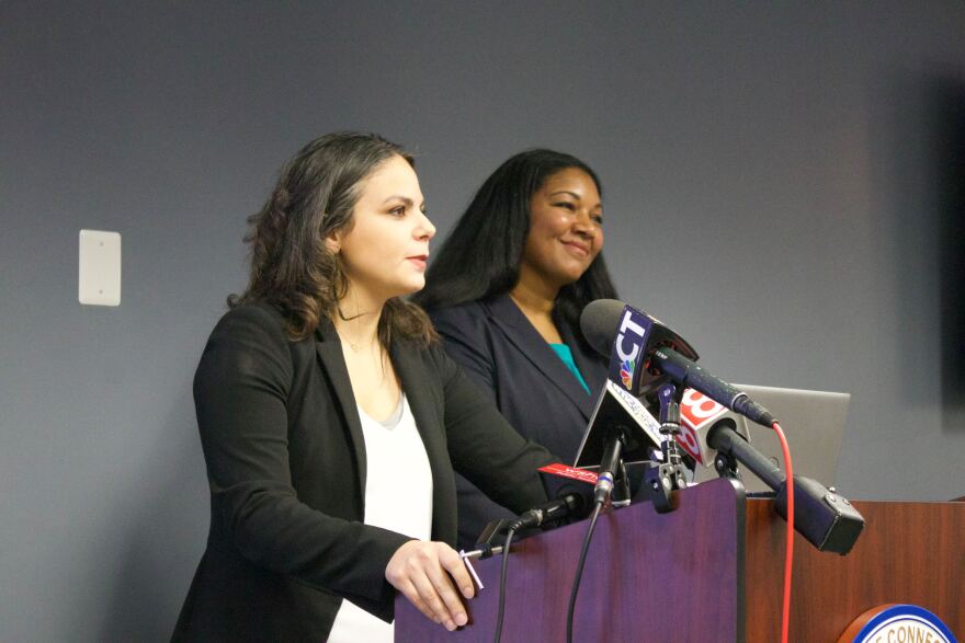 (R-L) Krystal Rich, Connecticut Children's Alliance Executive Director, and Sharmese Walcott, Hartford State's Attorney introduced the task force.