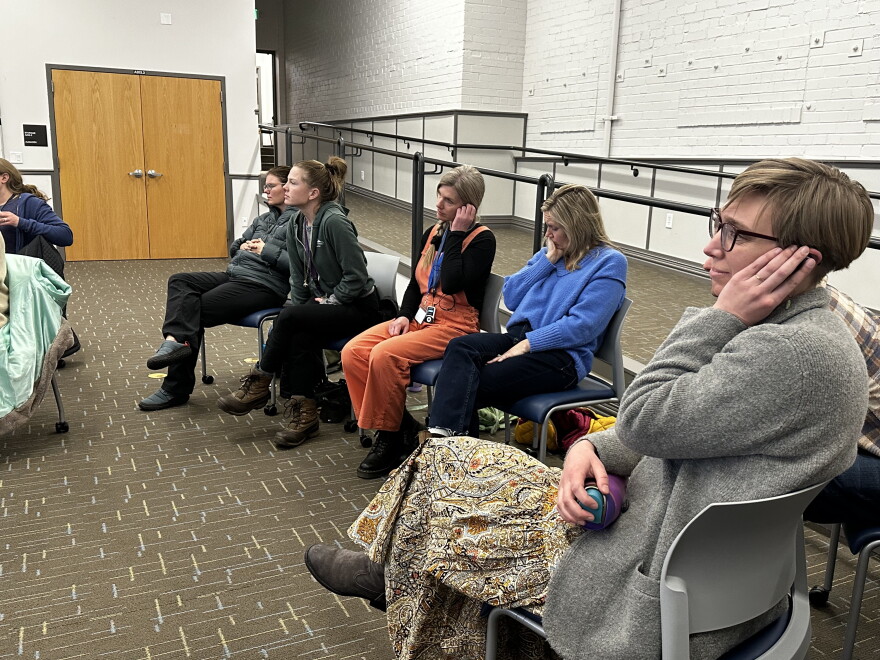School-based counselors, nurses, and other staff listen to parents provide feedback on the rollout of the Roaring Fork School District’s “3R” health curriculum on Jan. 16, 2024. They were at a district wellness committee meeting to discuss their experiences delivering the new lesson plans covering sexual education.