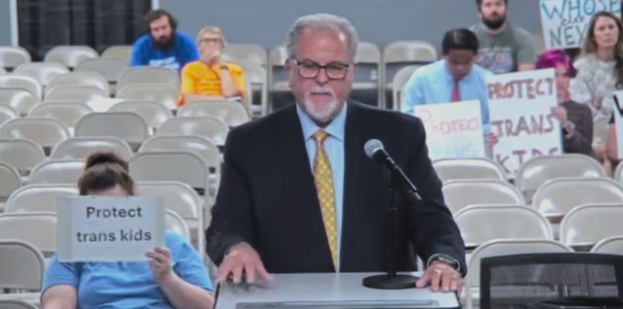 Richard Landau, an attorney who represents the Ann Arbor Public Schools in federal compliance matters, briefs the school board on the response to a written notice of noncompliance sent by the U.S. Department of Education