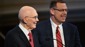 LDS President Dallin H. Oaks (left) with newly appointed apostle Clark G. Gilbert