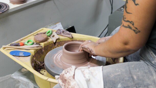 JaiDe Brown leads a cermanics demonstration during a recent class at City Arts in downtown Wichita.