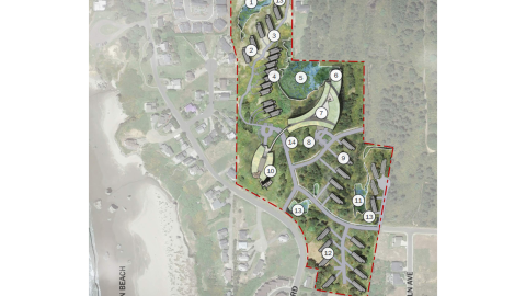 A map mockup of a proposed resort showing the layout