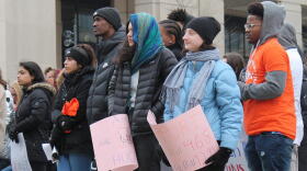 Members of the student-led group We Live Indy gathered at the Statehouse on Saturday March 2, 2019.