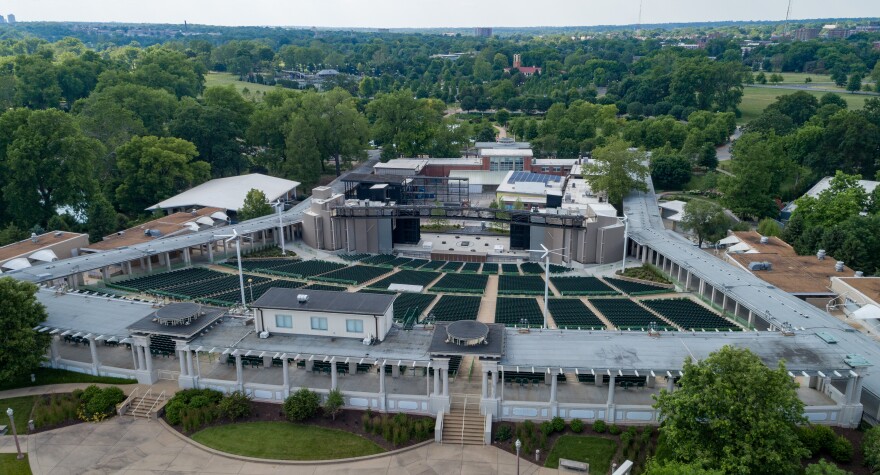 A drone photo of an empty Muny