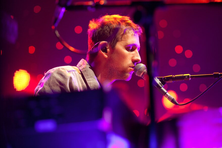 Andrew Dost performs with fun. in Edinburgh in 2013