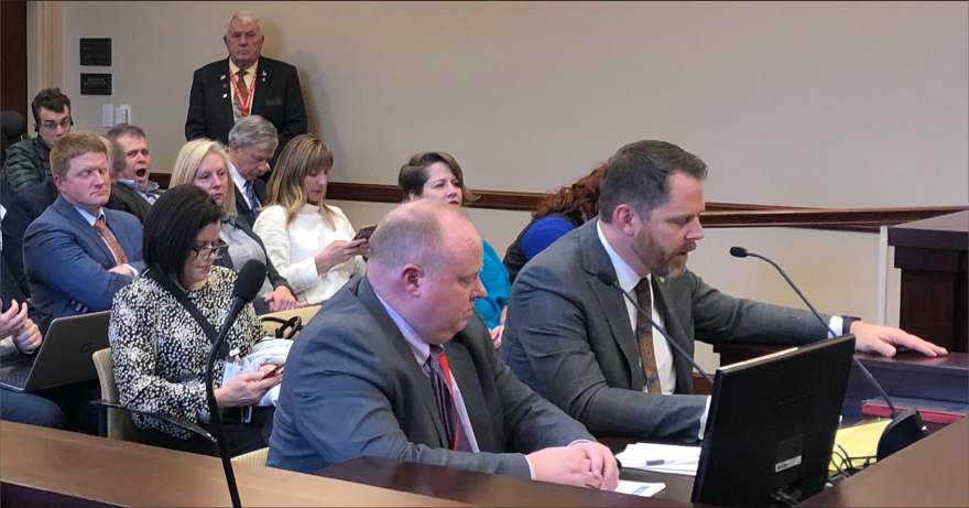 Photo of Jacob Anderegg presenting a bill to a Utah Senate committee