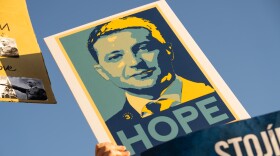 A crowd gathers for the #StandWithUkraine Rally at the Utah State Capitol on Feb. 28, 2022.