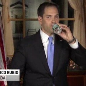 FILE - In this file frame grab from video, Florida Sen. Marco Rubio takes a sip of water during his Republican response to President Barack Obama's State of the Union address, Tuesday, Feb. 12, 2013, in Washington. (AP Photo/Pool, File)