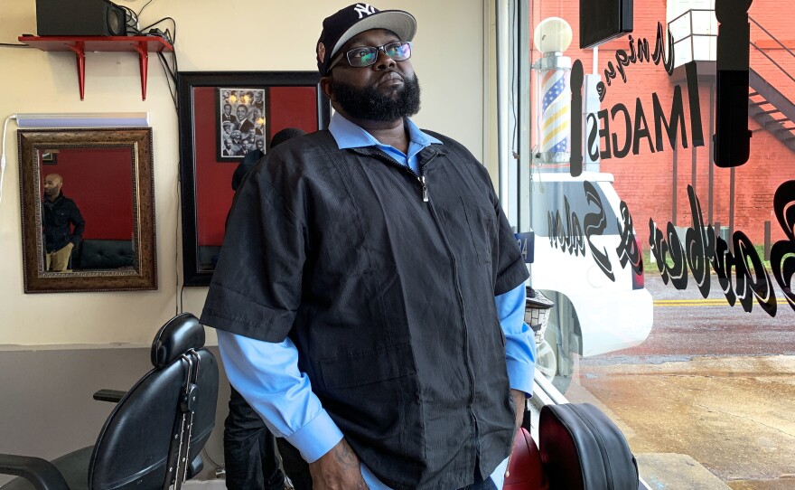 Frederick Cannon owns Unique Images Barber and Beauty Salon in Cuthbert, Ga., where Fair Count has installed a Wi-Fi router and three laptops.