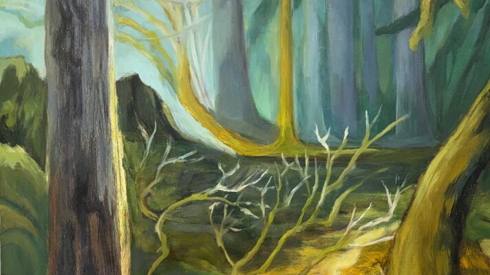 SUSAN APPLEGATE, on the way to the spring box No. 5. Oil on canvas. $1600.