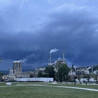  A mill and smokestacks