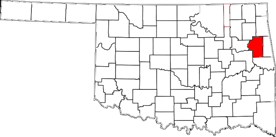 Cherokee County is colored red