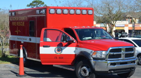 Photo displays a fire rescue truck from Station 80 in Alachua County