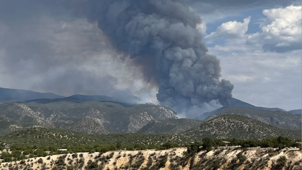 The Frijoles Fire, pictured Aug. 8, 2026, has grown to more than 3,000 acres as of Aug. 10, 2026.