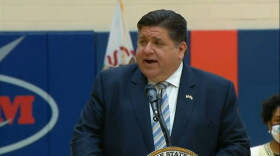 Gov. JB Pritzker speaks at South Elgin High School to announce the release of a new resource guide schools can use as they prepare for a return to in-person learning.