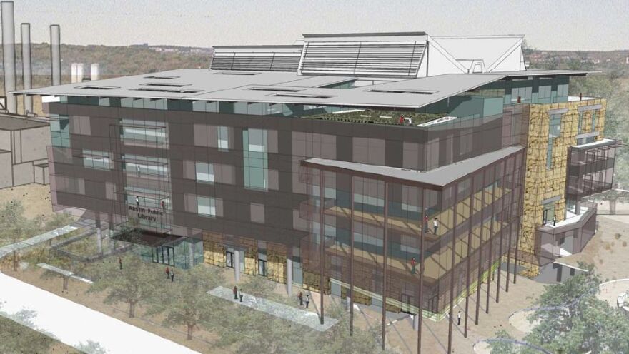 An artist's rendering of the central library design that council will vote on Thursday.