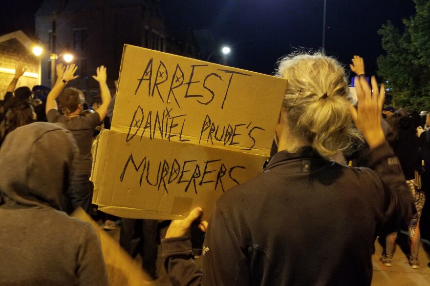 Protestors in Rochester, N.Y., call for justice for Daniel Prude, a 41-year-old Black man who died of asphyxiation after being restrained by police during an arrest in March.