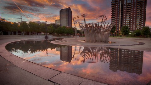 Dawn at Bicentennial Park in downtown Columbus.