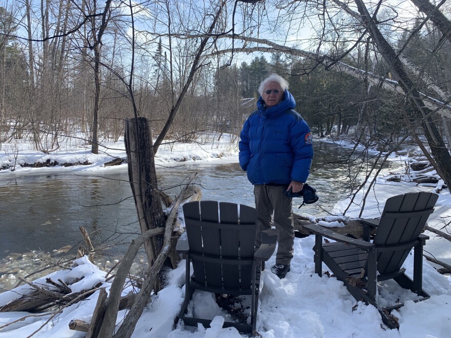 Mike Delp at his fishing cabin near Traverse City, Mich.