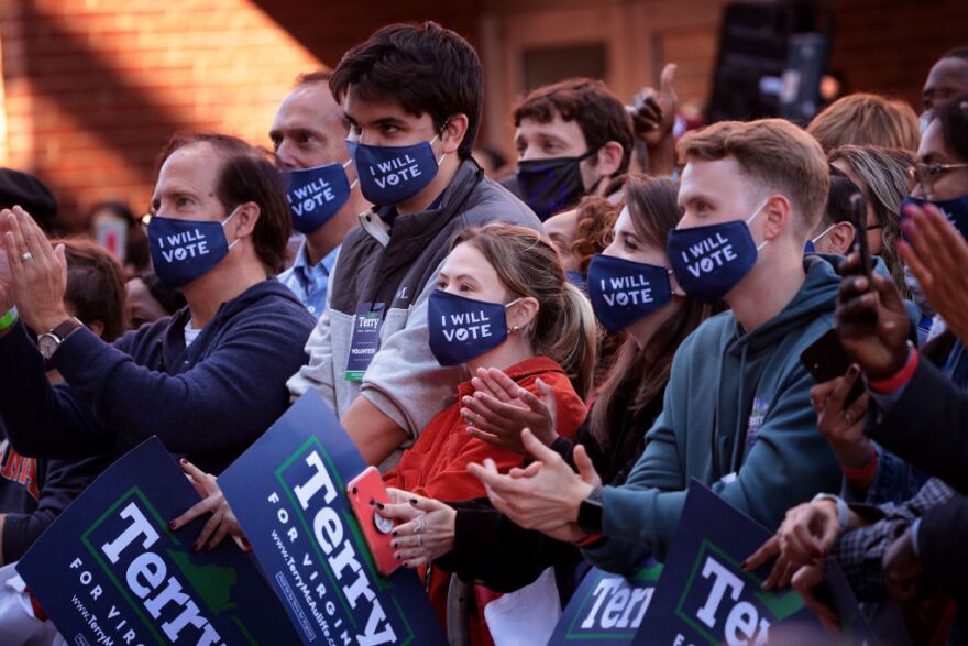 A crowd waits for former President Barack Obama to speak at a campaign event with Democratic gubernatorial candidate Terry McAuliffe at Virginia Commonwealth University in Richmond, Va., on Oct. 23.