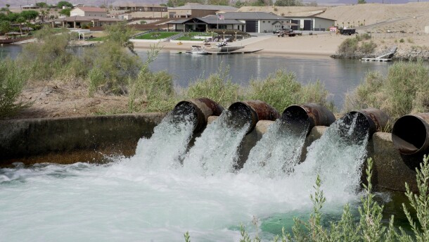 Colorado River water is seen on the Fort Mojave Indian Tribe Reservation.
