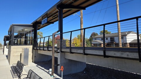 The largely complete Munster Ridge Road station platform is seen in November 2025.