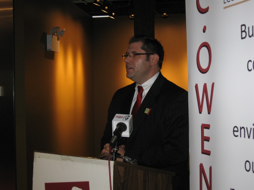 Greater Owensboro Economic Development Corporation President Nick Brake speaks at the Centre for Business and Research