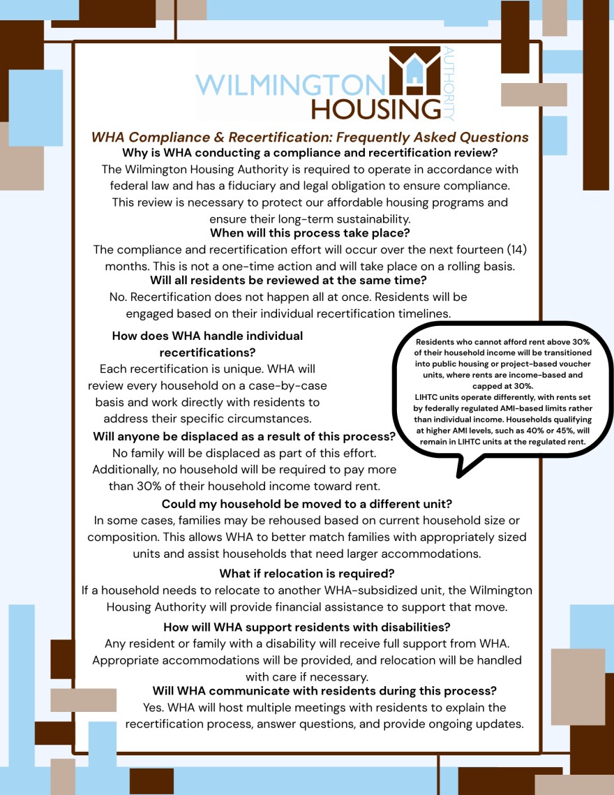 WHA provided this FAQ to WHQR upon request