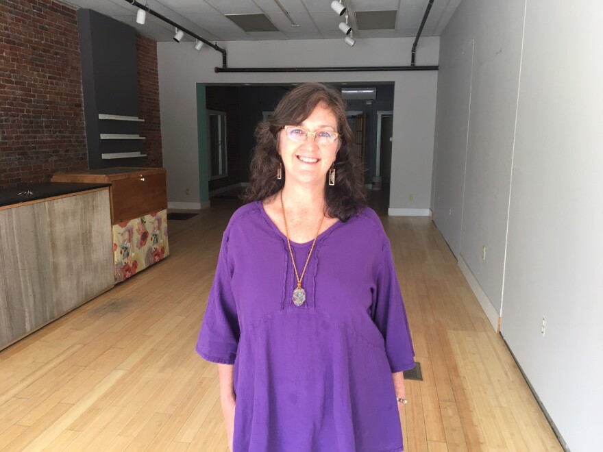 Lauren Andrews is the owner of the Capital Cannabis Company, which will open on October 1st, 2022 in Montpelier. Here she is standing inside her future cannabis retail store.