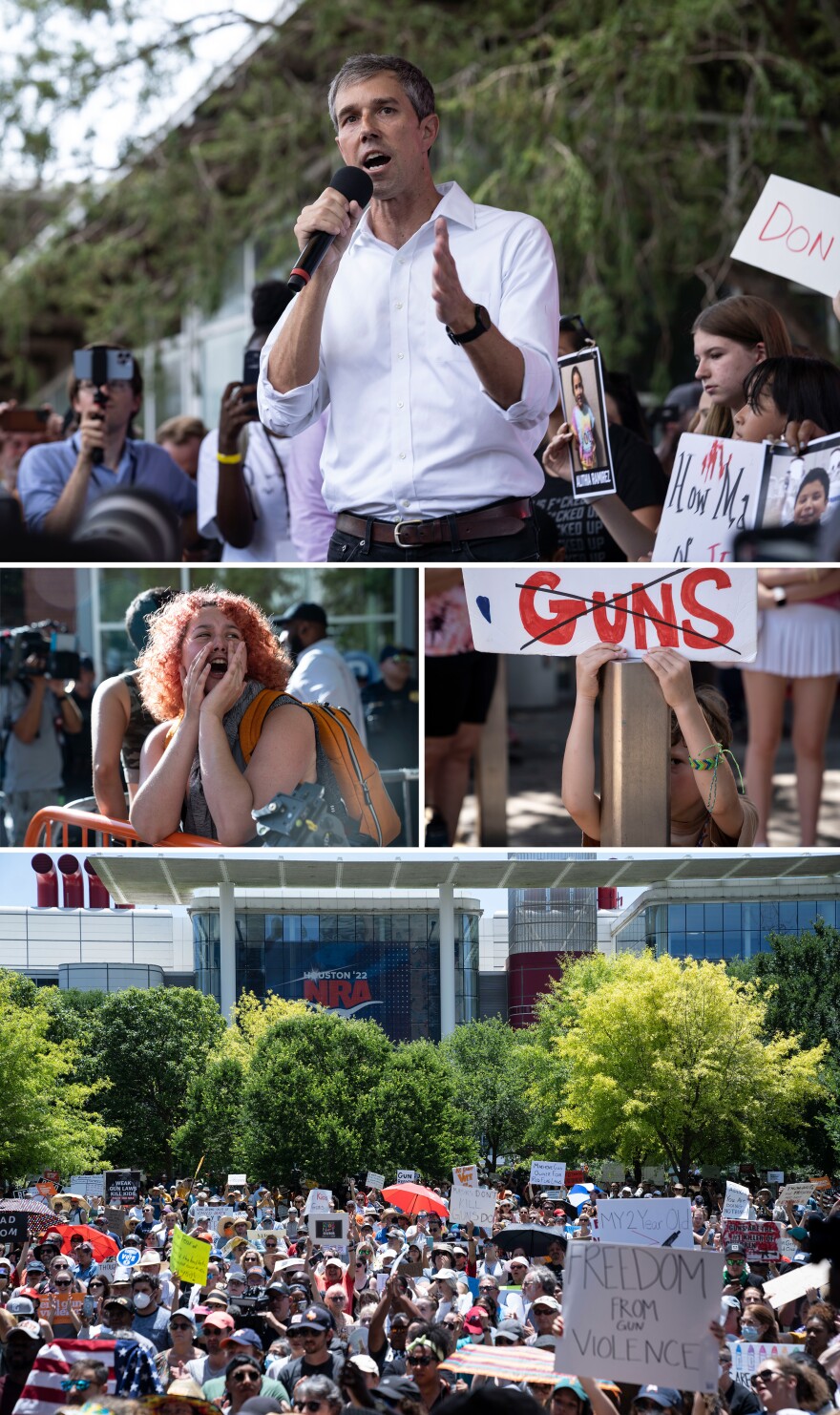 Democratic nominee Beto O'Rourke speaks during a protest outside the NRA Annual Meetings & Exhibits.