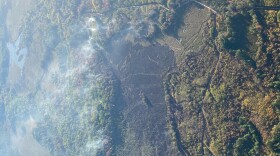Aerial view: Photo of the smoke from the 2025 Roscommon County wildfire.