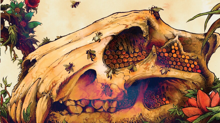 Artwork from Earth's <em>The Bees Made Honey in the Lion's Skull</em>.