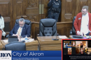 Akron City Councilmember Fran Wilson (right) discusses legislation they co-sponsored opposing several bills in the Ohio legislature about immigration enforcement.