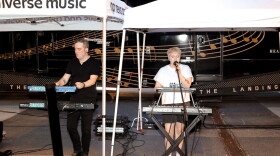 Funayūrei's Rob Parker and Mandy Kawa perform at season two of WBOI's Live and Local at the Landing.
