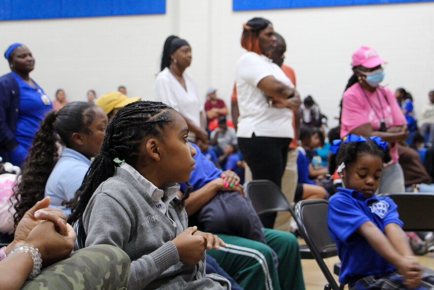 Parents wait to ask questions about Fannie C. Williams's future at a meeting on Oct. 15, 2026.