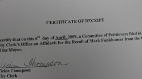 Petition request on counter at city clerk's office.