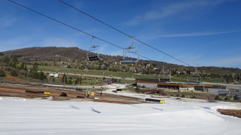 The snow surface at Woodward Park City on April 8, as the resort prepared to host the Uninvited Invitational. The rail-jam style snowboard competition concludes on April 11.