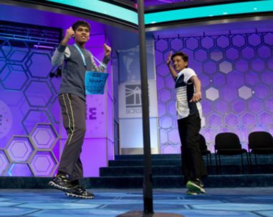 Nihar Jangaof Texas, left, and Jairam Hathwar of Painted Post