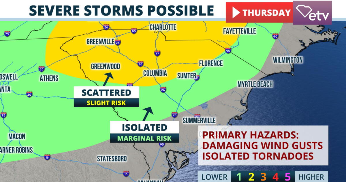 Strong Thunderstorms on Thursday in Parts of South Carolina | South ...