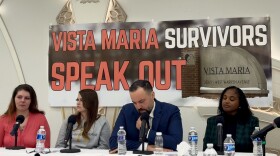 Former residents recount their harrowing experiences at Vista Maria alongside lead attorney Michael Jaafar during a round table press conference.