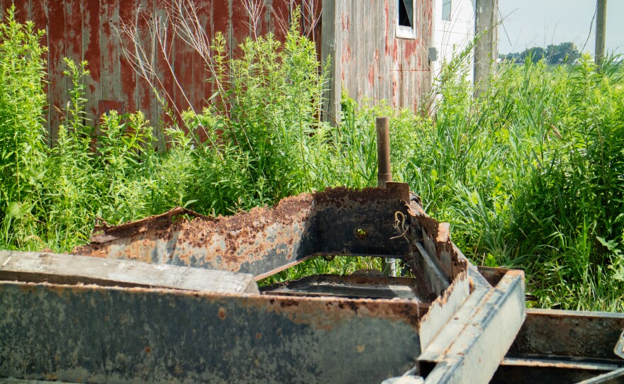 Decades-old equipment and parts are scattered throughout Kellogg Family Farms.