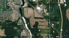 An aerial shot of the location of a potential data center in Delhi Township.
