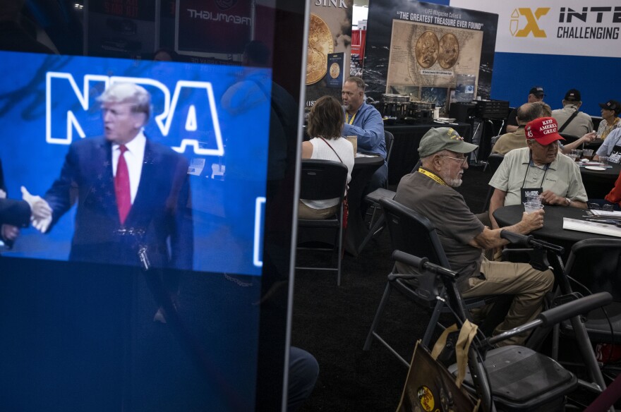 Former President Donald Trump spoke at the NRA Annual Meetings & Exhibits in Houston, Texas on Friday.