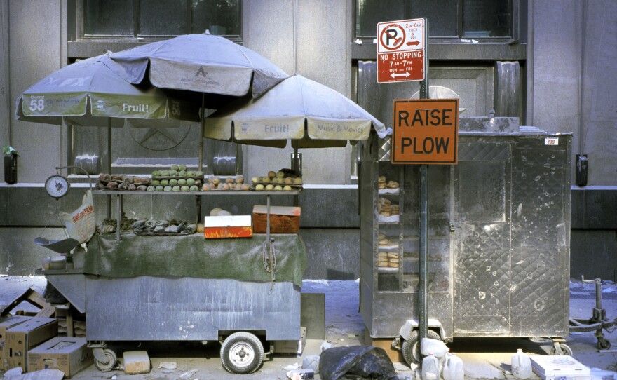 A fruit cart in the Financial District on Sept. 12, 2001.